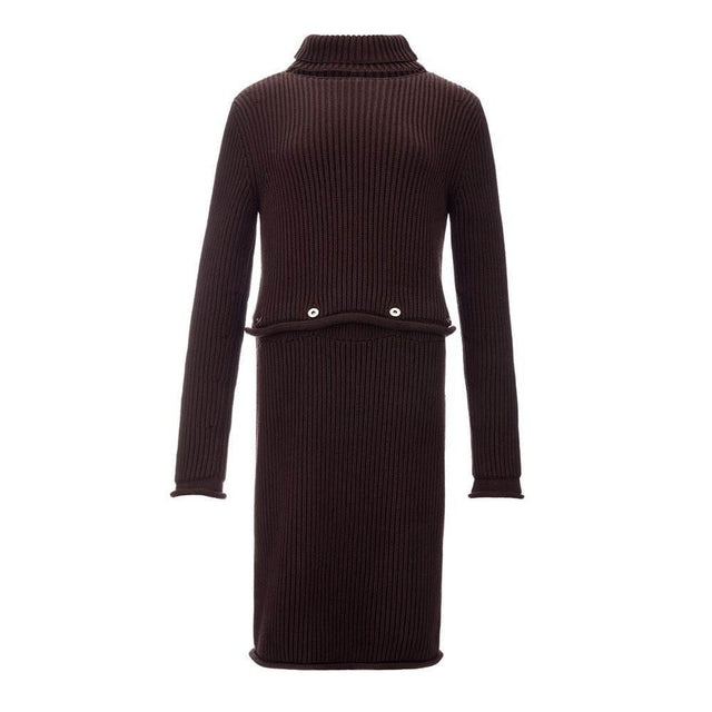 Bottega Veneta Elegant Viscose Brown Dress - Hilstor