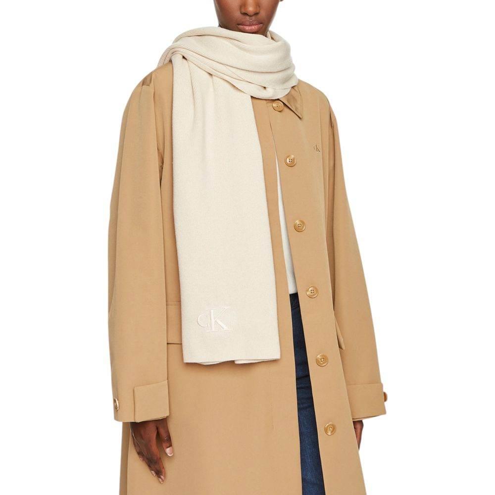 Calvin Klein Cream Recycled Polyester Scarf - Hilstor