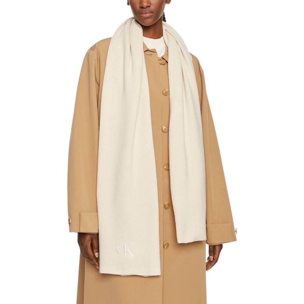 Calvin Klein Cream Recycled Polyester Scarf - Hilstor