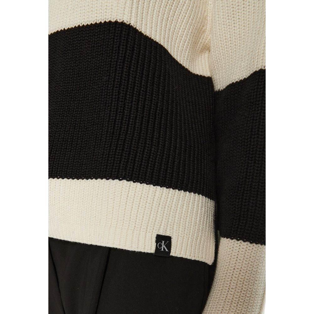 Calvin Klein Jeans Black And White Cotton Sweater - Hilstor