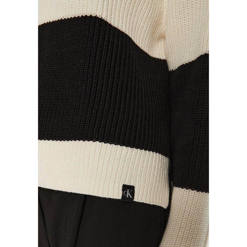 Calvin Klein Jeans Black And White Cotton Sweater - Hilstor
