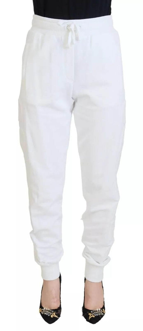 Dolce & Gabbana White Cotton Women Sweatpants Trouser Pants - Hilstor