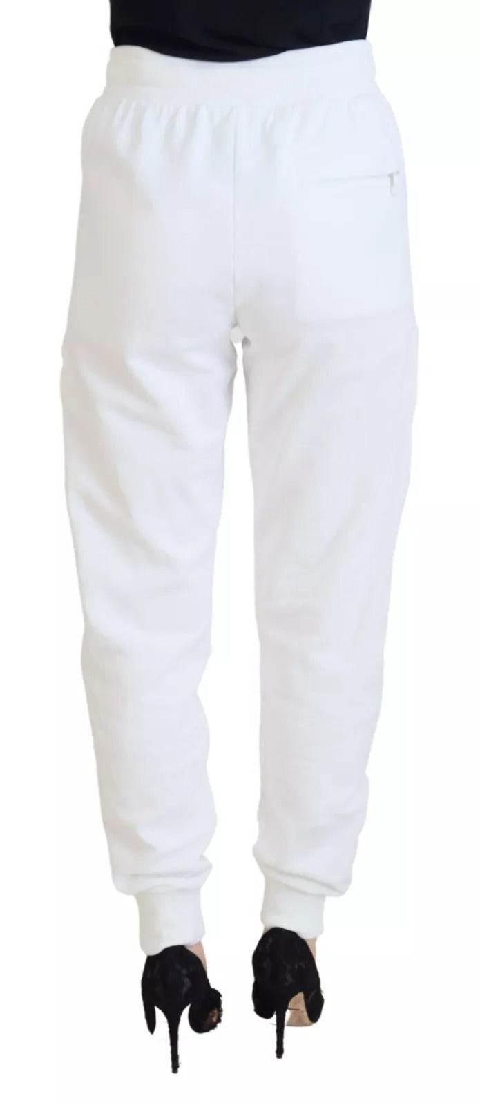 Dolce & Gabbana White Cotton Women Sweatpants Trouser Pants - Hilstor