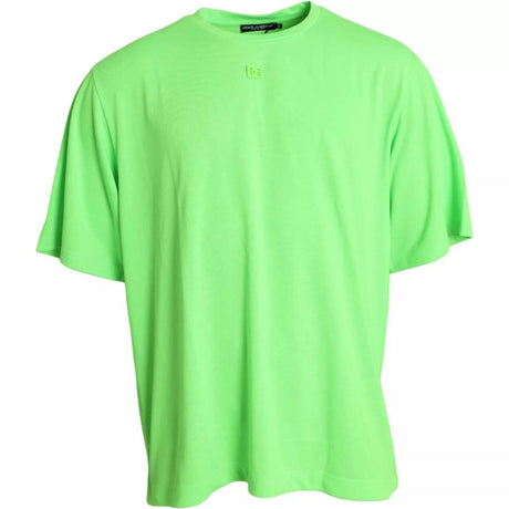Dolce & Gabbana Green Embossed Logo Crew Neck Neon T-shirt - Hilstor