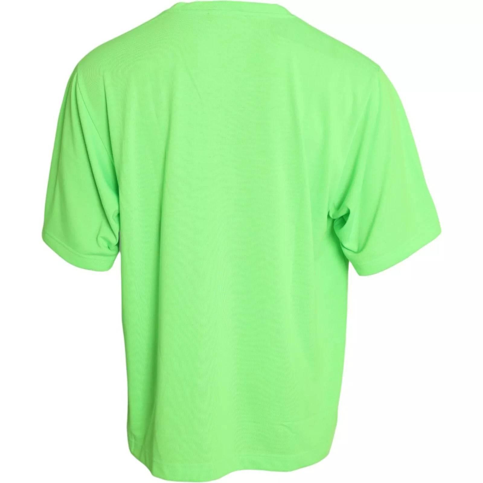 Dolce & Gabbana Green Embossed Logo Crew Neck Neon T-shirt - Hilstor