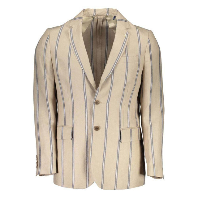 Gant Beige Linen Men Jacket - Hilstor