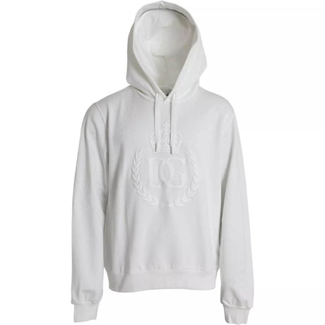 Dolce & Gabbana White Cotton Hooded Pullover Sweatshirt Sweater - Hilstor