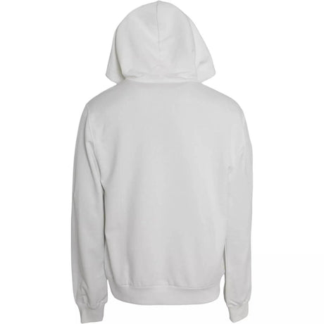 Dolce & Gabbana White Cotton Hooded Pullover Sweatshirt Sweater - Hilstor