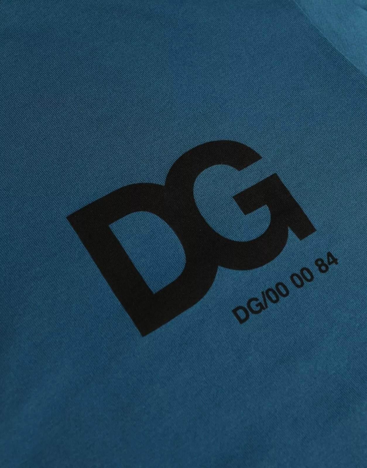 Dolce & Gabbana Blue Logo Cotton Round Neck Short Sleeves T-shirt - Hilstor