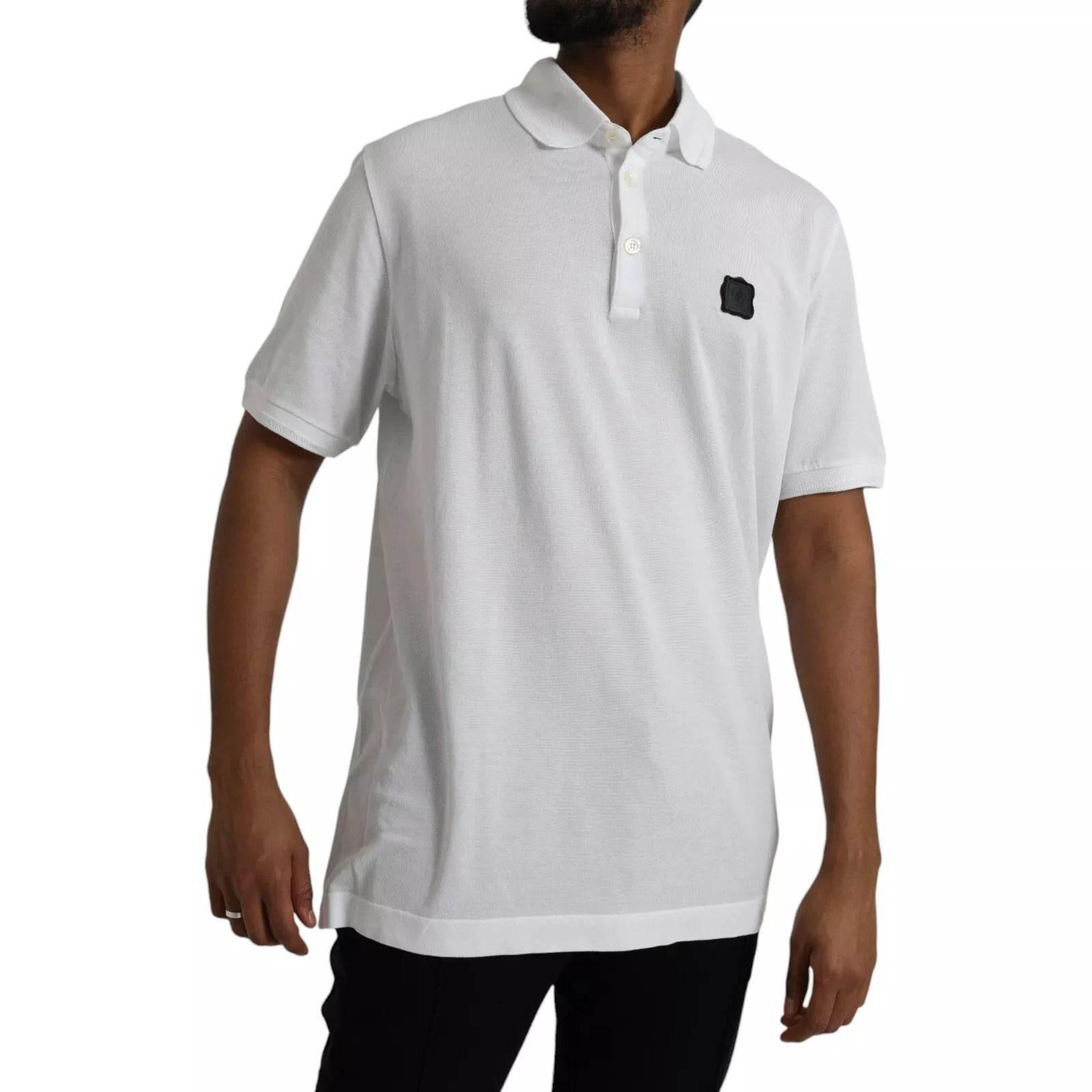 Dolce & Gabbana White Logo Collared Short Sleeve T-shirt - Hilstor