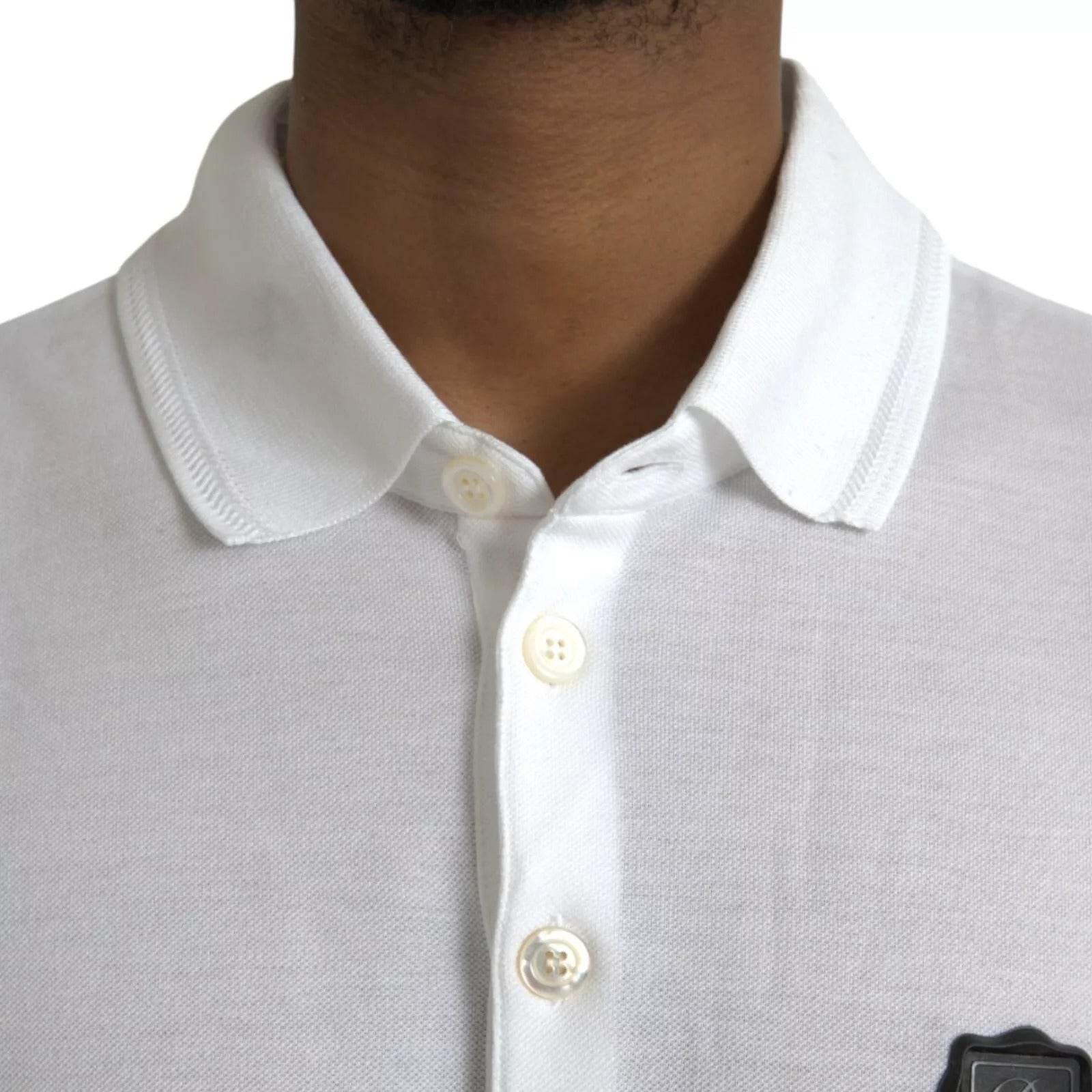 Dolce & Gabbana White Logo Collared Short Sleeve T-shirt - Hilstor