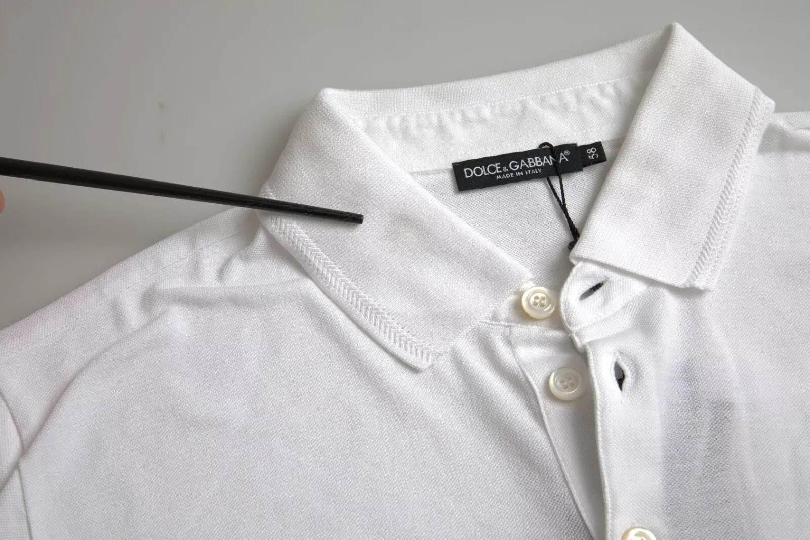 Dolce & Gabbana White Logo Collared Short Sleeve T-shirt - Hilstor