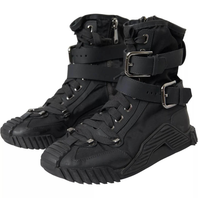Dolce & Gabbana Black Nylon NS1 High Top Sneakers Shoes - Hilstor