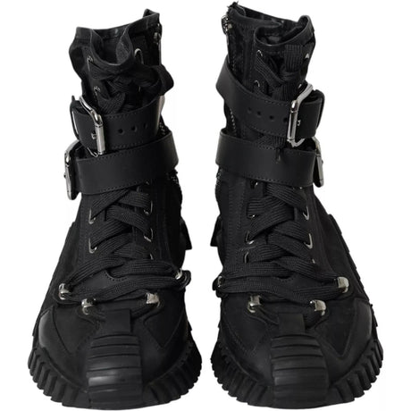 Dolce & Gabbana Black Nylon NS1 High Top Sneakers Shoes - Hilstor