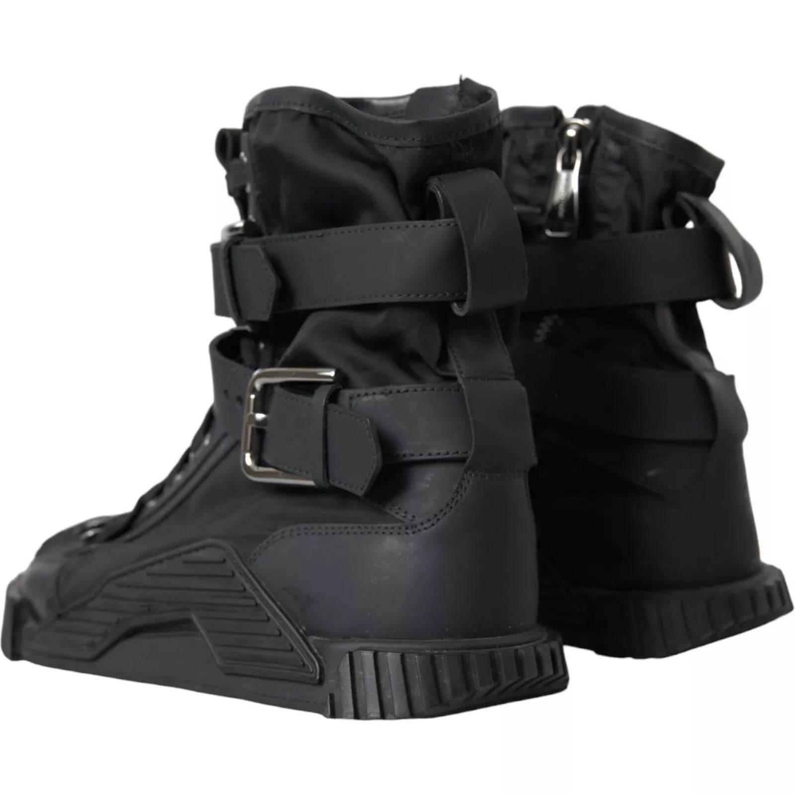 Dolce & Gabbana Black Nylon NS1 High Top Sneakers Shoes - Hilstor