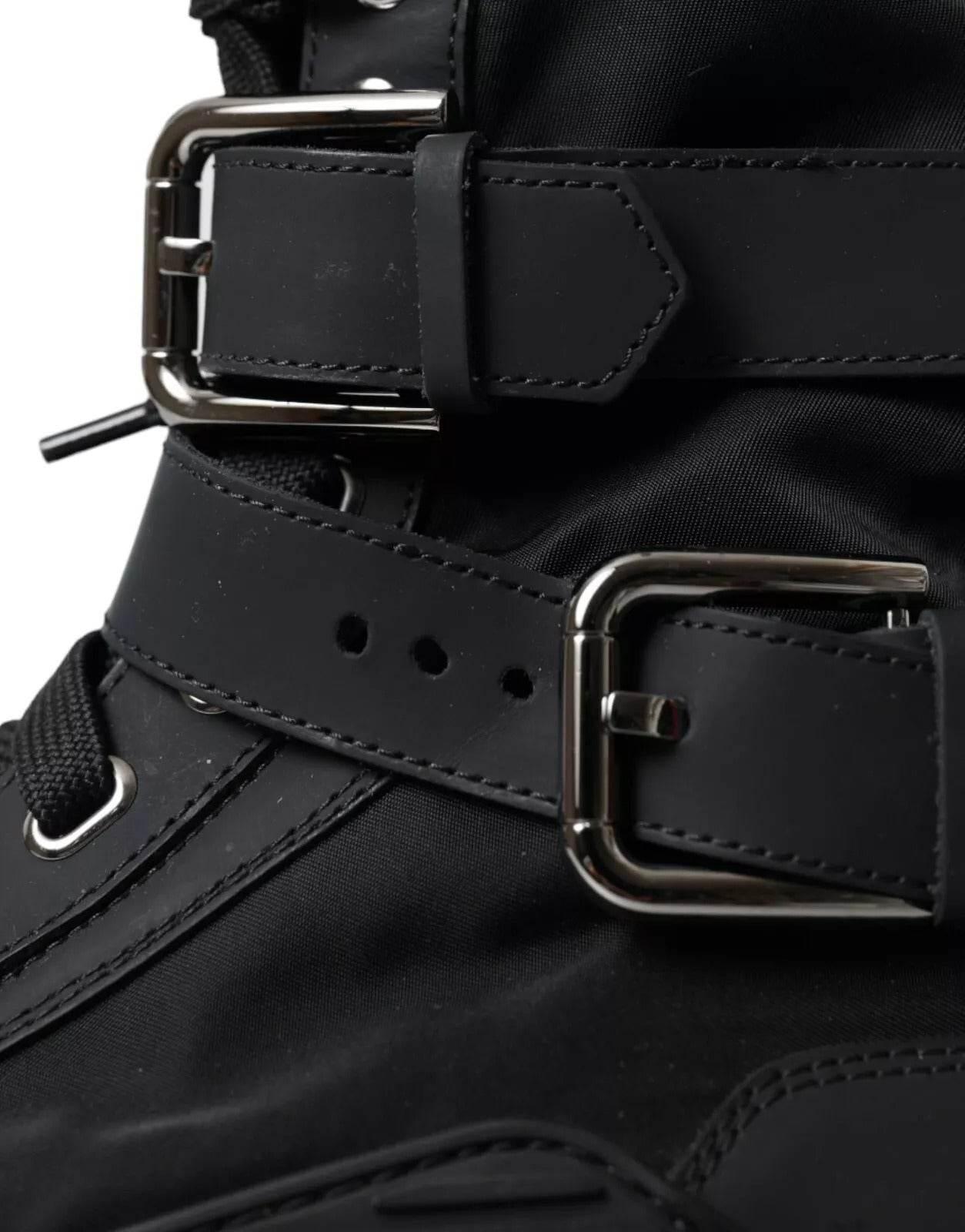 Dolce & Gabbana Black Nylon NS1 High Top Sneakers Shoes - Hilstor