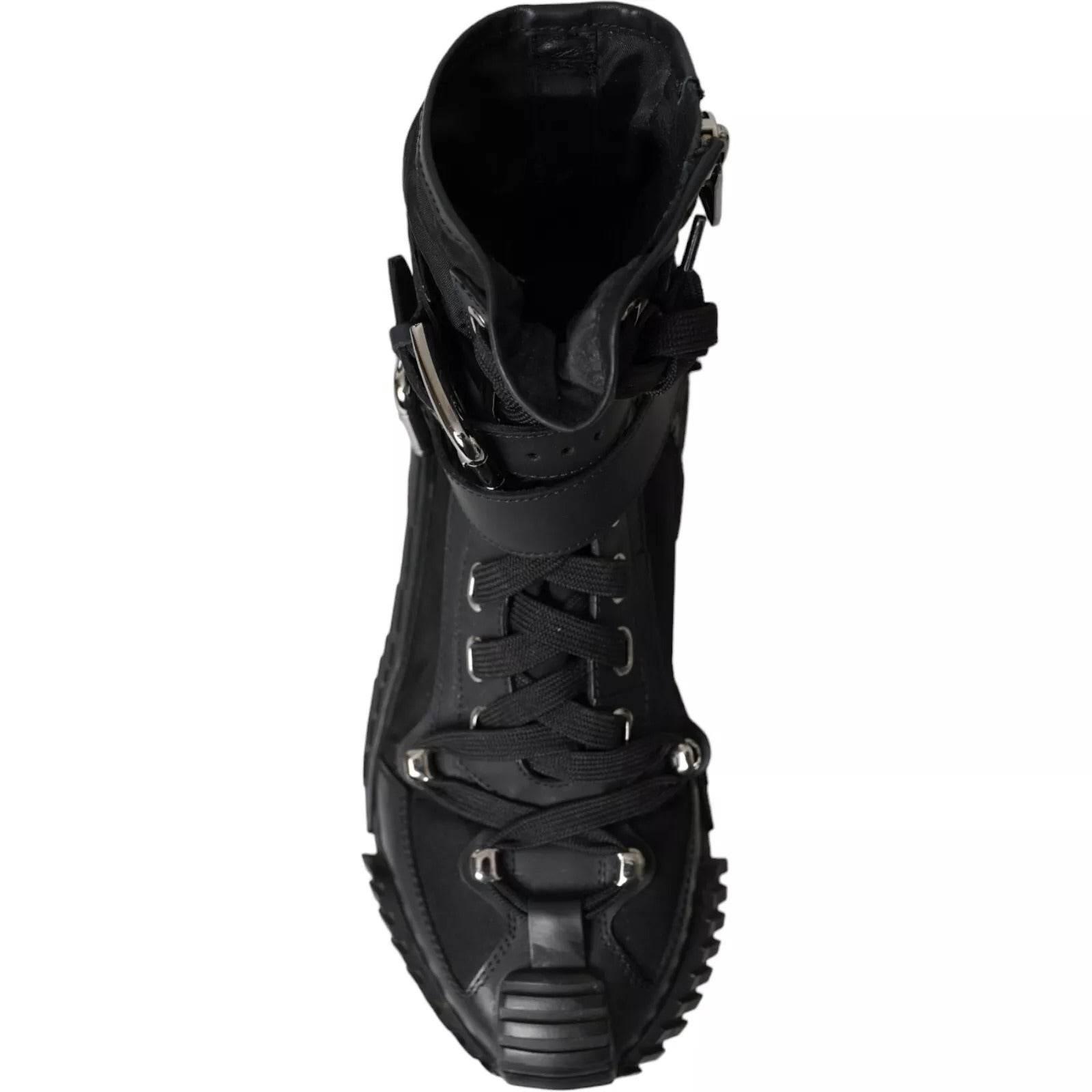 Dolce & Gabbana Black Nylon NS1 High Top Sneakers Shoes - Hilstor