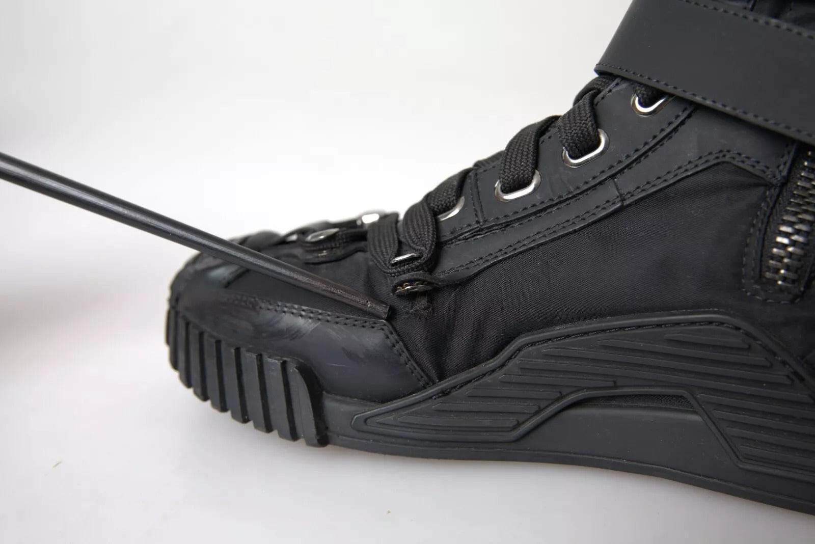 Dolce & Gabbana Black Nylon NS1 High Top Sneakers Shoes - Hilstor