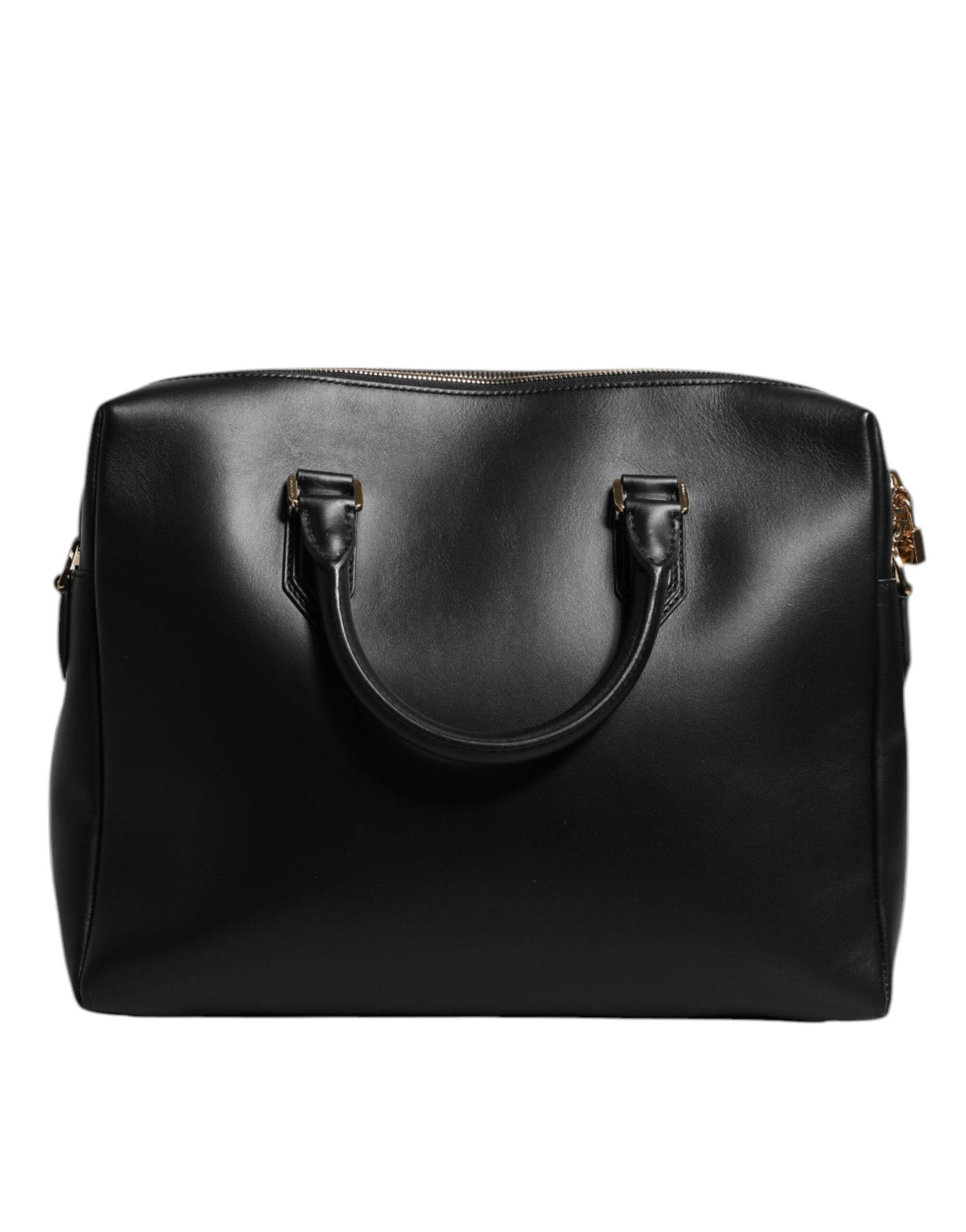Dolce & Gabbana Black Smooth Leather Logo Printed Monreale Briefcase Bag - Hilstor