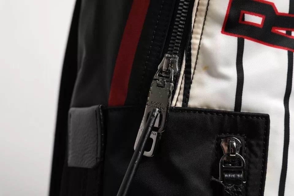 Dolce & Gabbana Black White Vulcano Royal King Print Men Backpack Bag - Hilstor