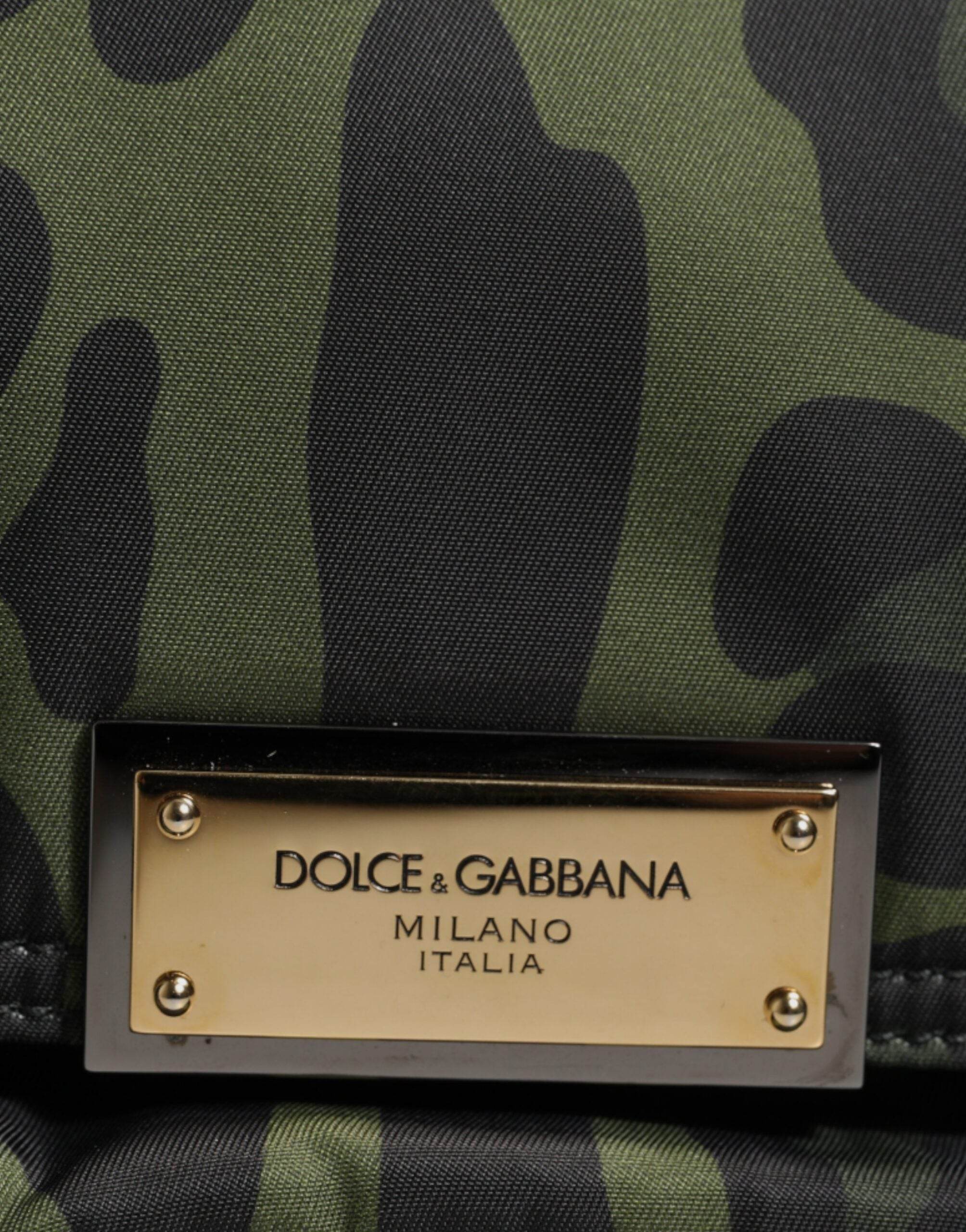 Dolce & Gabbana Green Nylon Leopard Print Shell Messenger Crossbody Bag - Hilstor