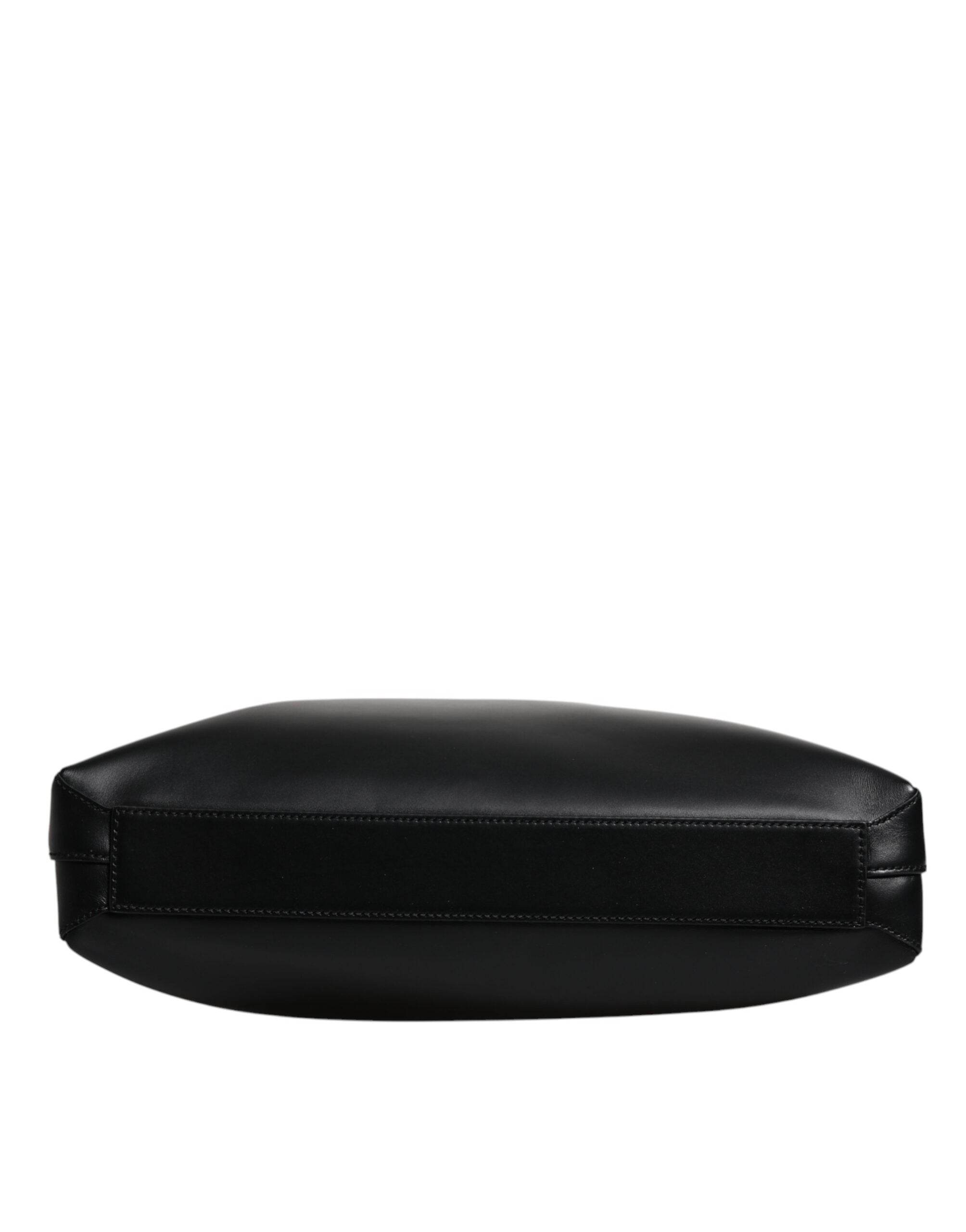 Dolce & Gabbana Black Calfskin Leather Heat Pressed Logo Briefcase Bag - Hilstor