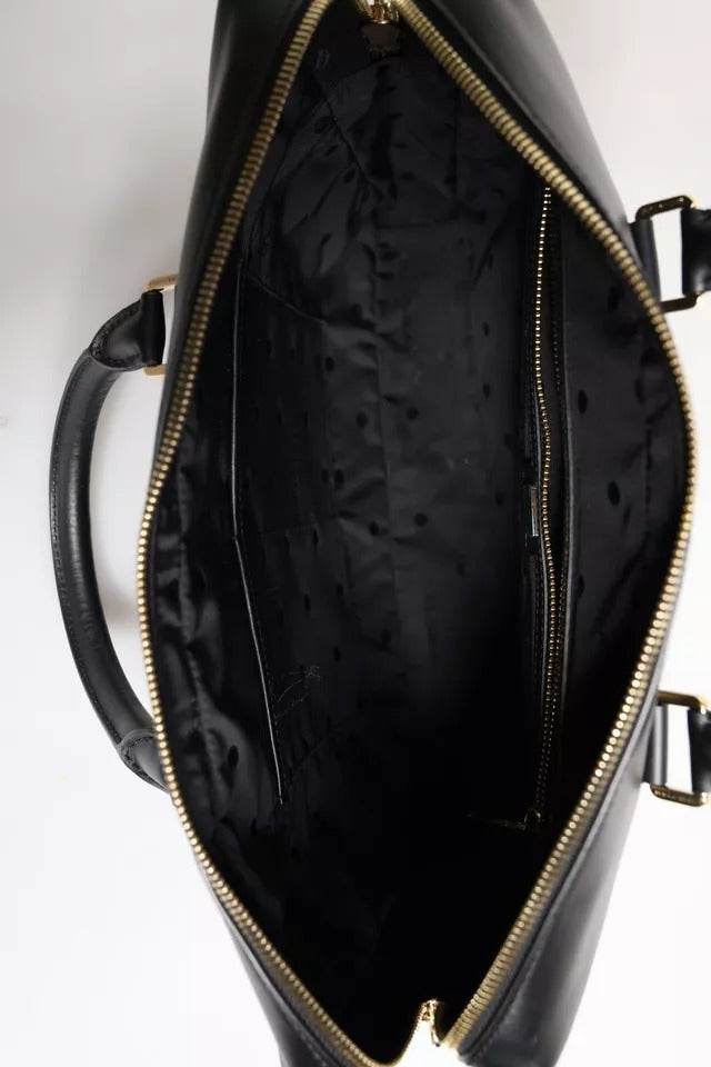 Dolce & Gabbana Black Calfskin Leather Heat Pressed Logo Briefcase Bag - Hilstor