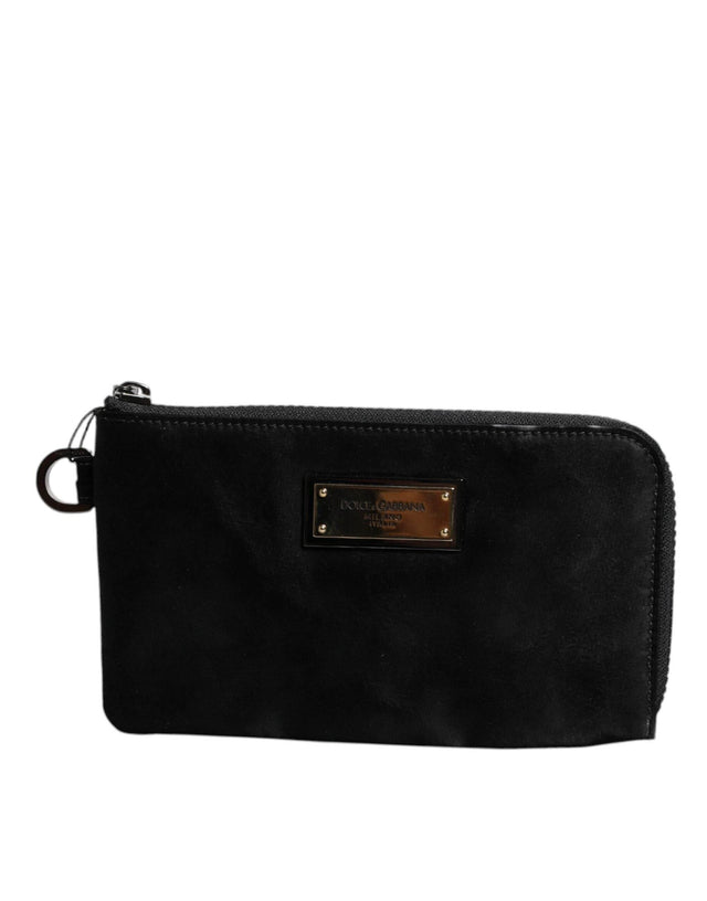 Dolce & Gabbana Black Nylon Logo Plaque Keyring Pouch Clutch Bag - Hilstor