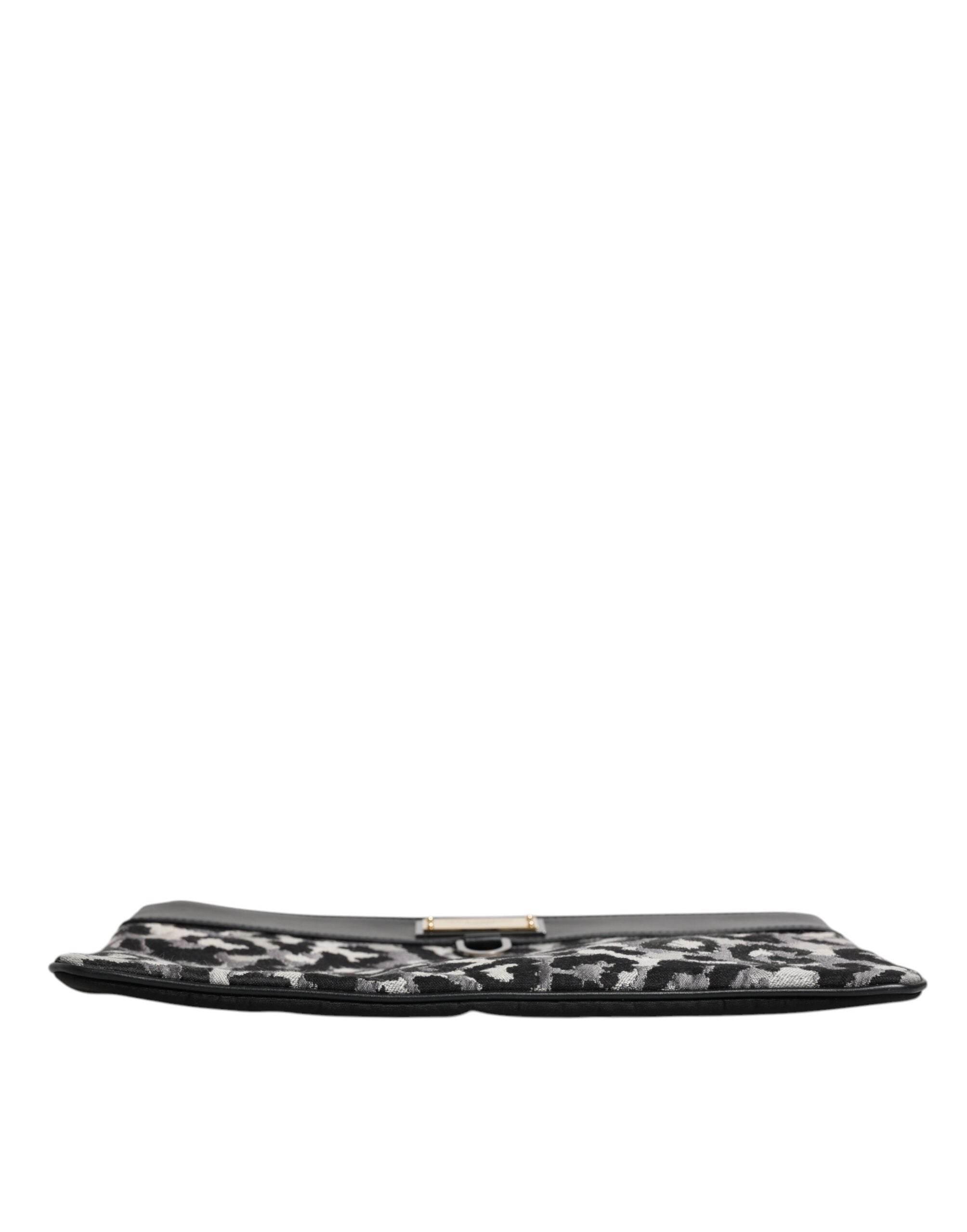 Dolce & Gabbana Multicolor Leopard Jacquard Logo Plaque Men Pouch Bag - Hilstor