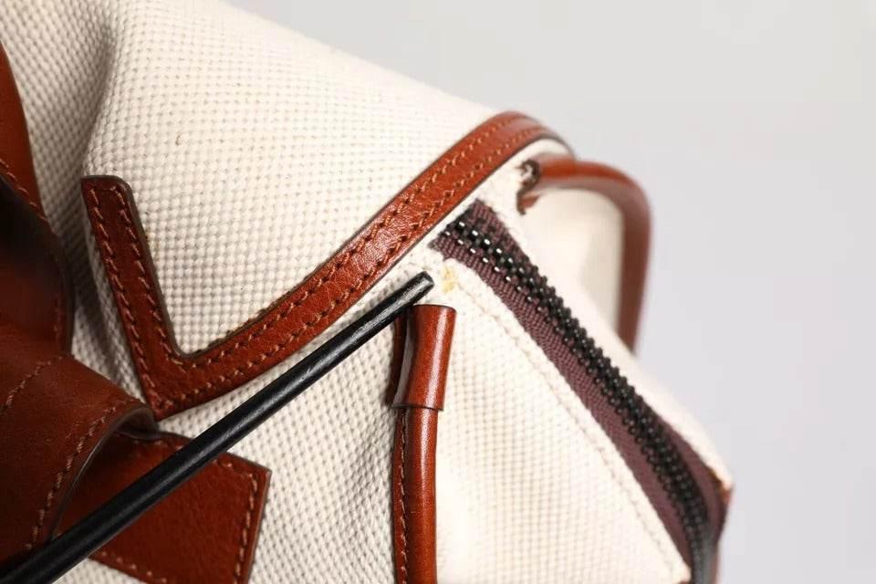 Dolce & Gabbana Beige Brown Canvas Leather EDGE Travel Men Back Pack Bag - Hilstor