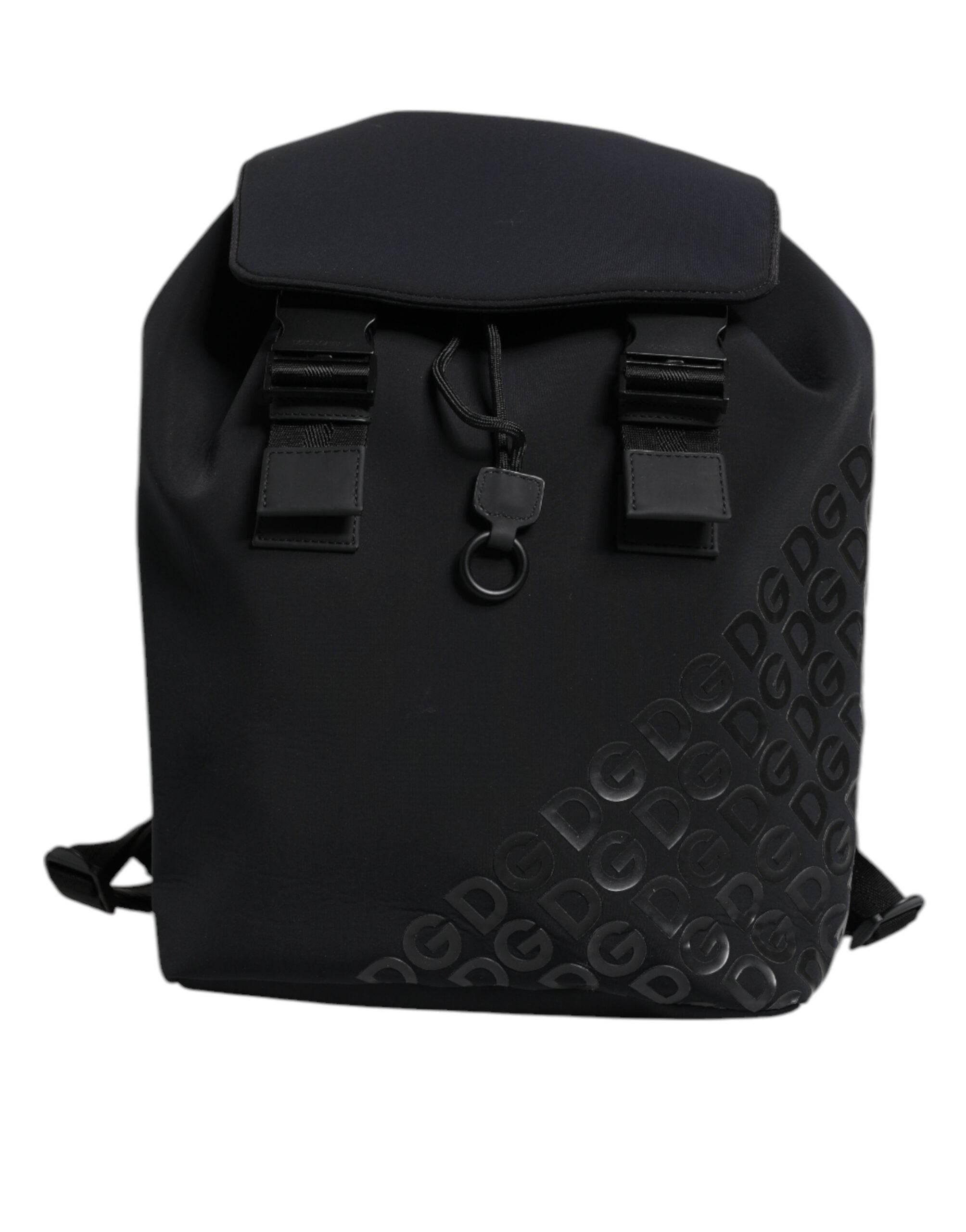 Dolce & Gabbana Black Neoprene Nylon DG Logo School Backpack Bag - Hilstor