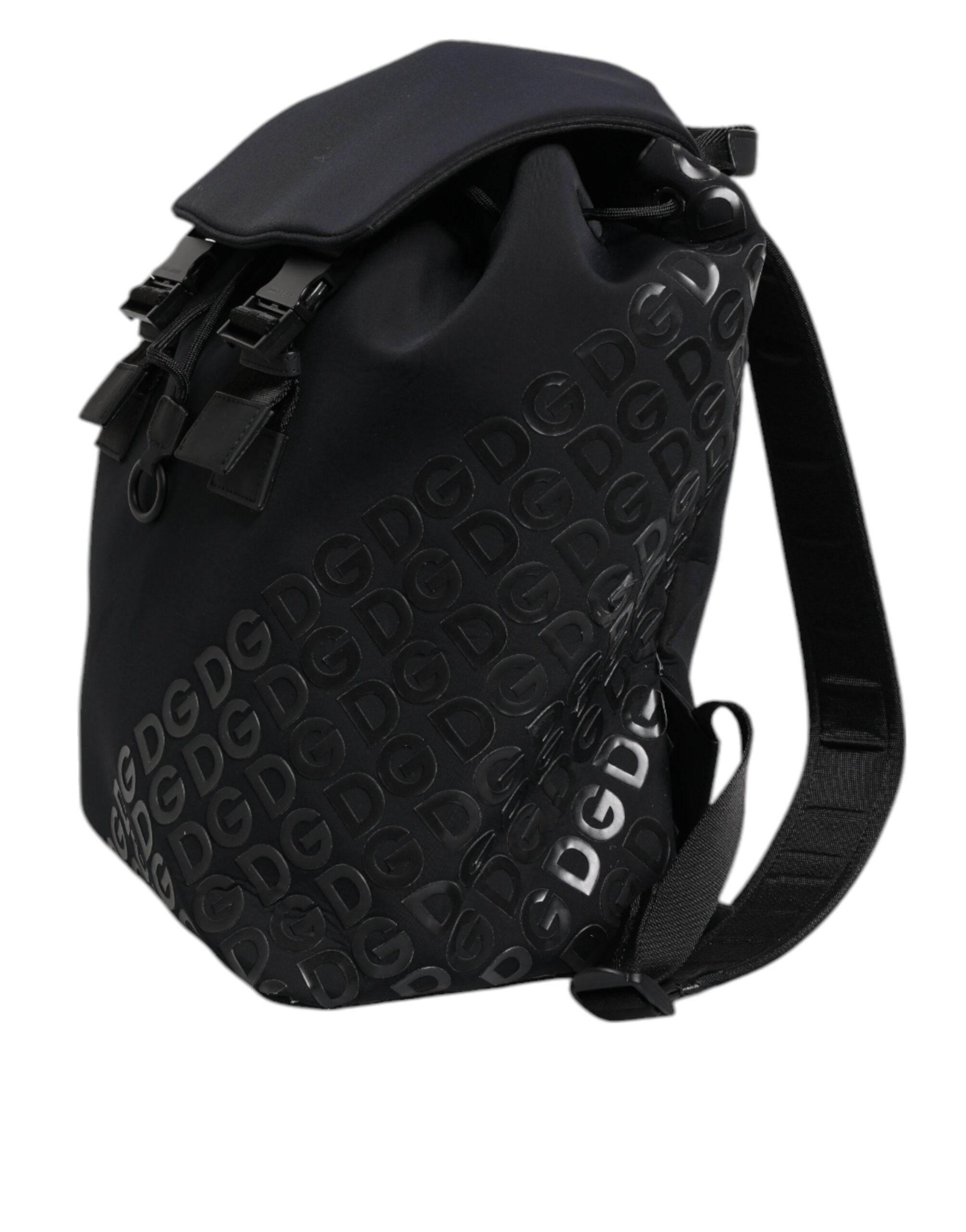 Dolce & Gabbana Black Neoprene Nylon DG Logo School Backpack Bag - Hilstor
