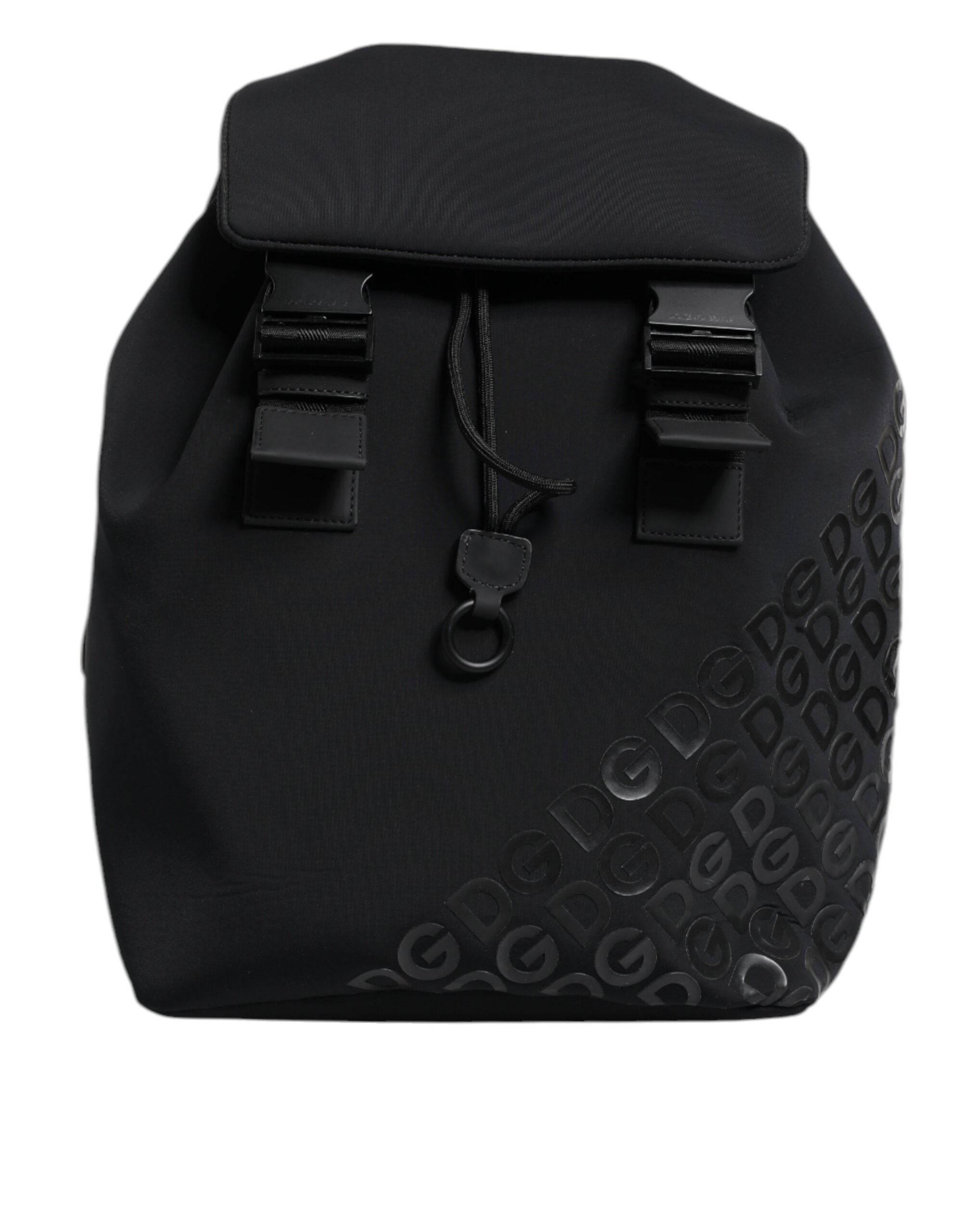 Dolce & Gabbana Black Neoprene Nylon DG Logo School Backpack Bag - Hilstor