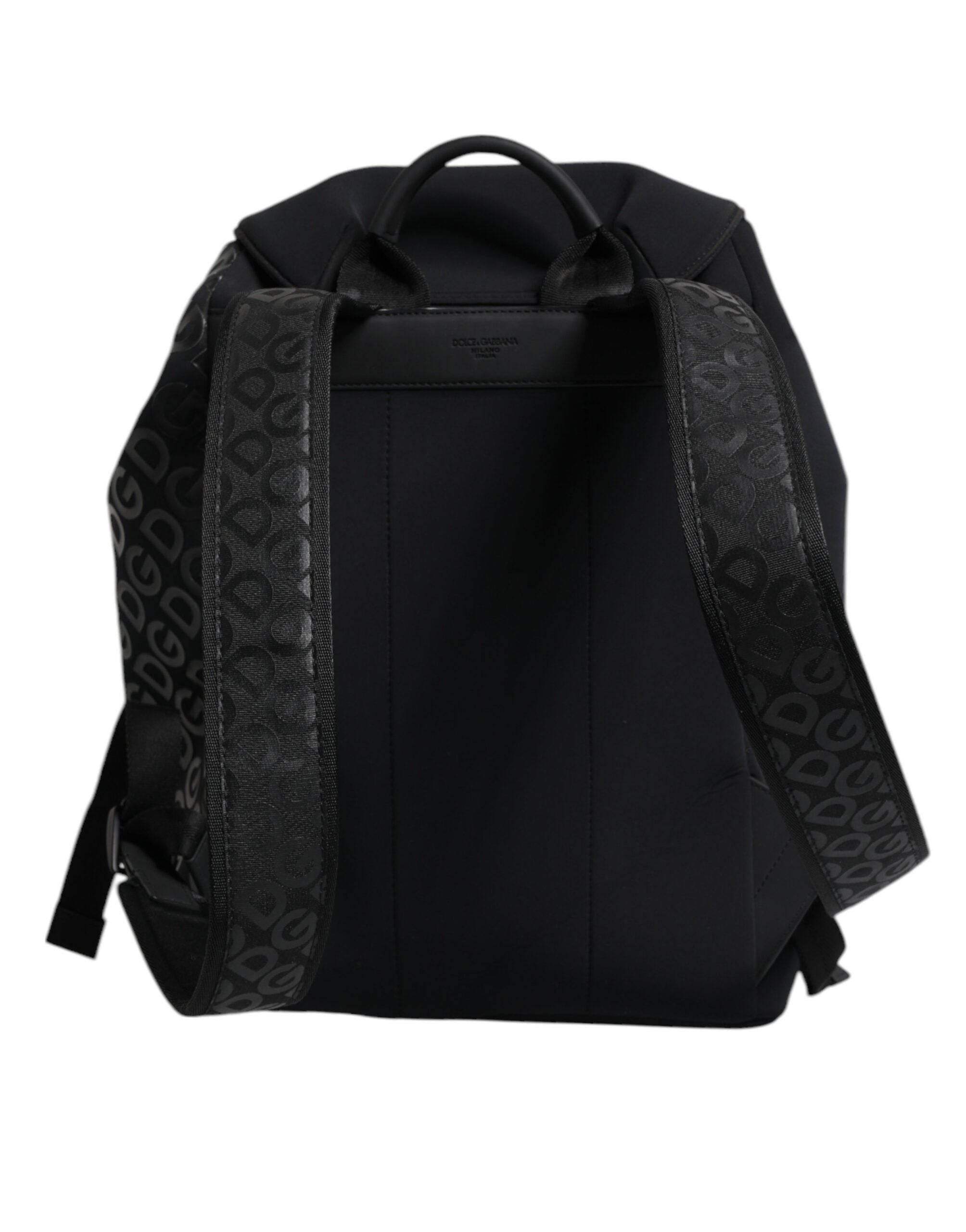 Dolce & Gabbana Black Neoprene Nylon DG Logo School Backpack Bag - Hilstor