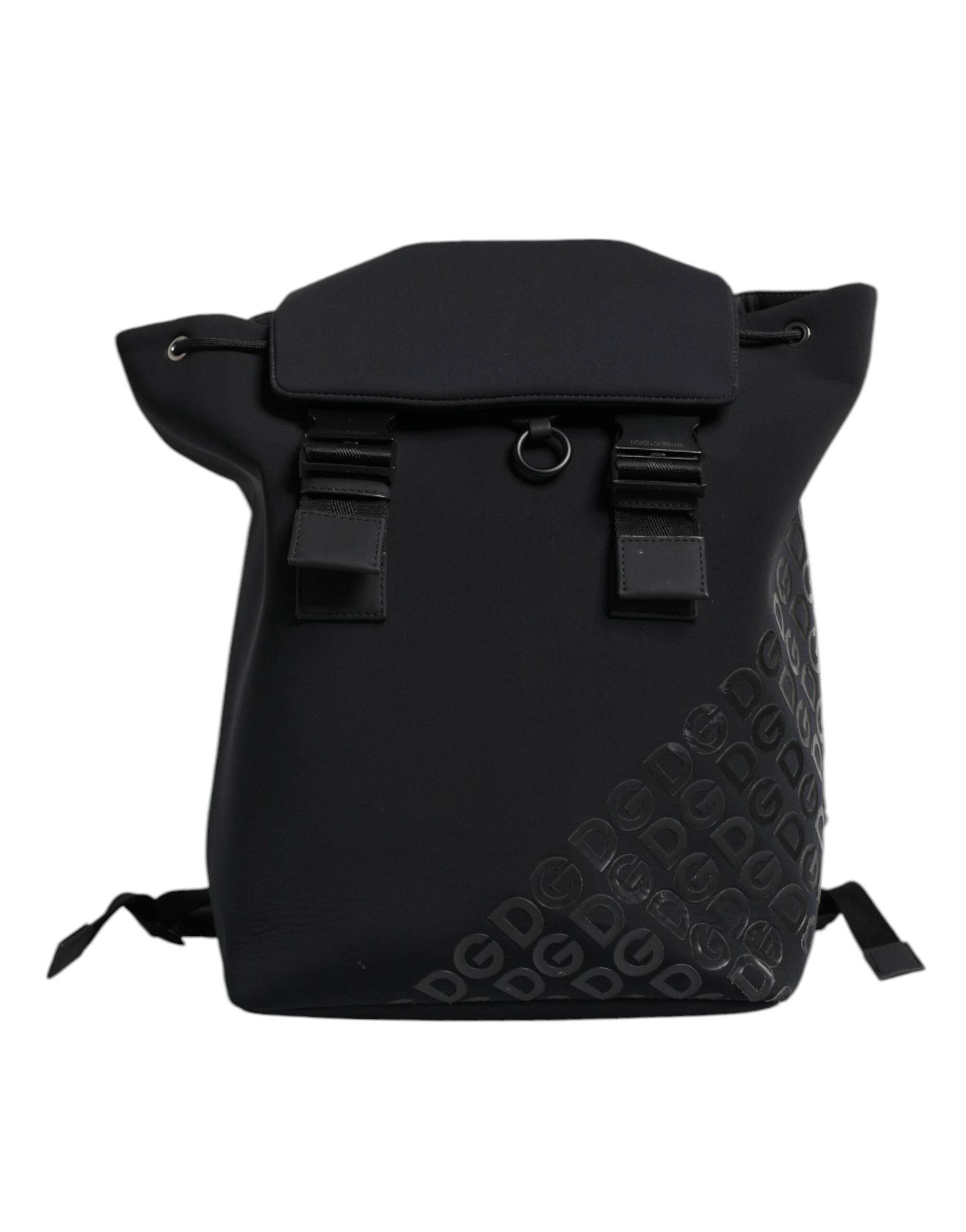 Dolce & Gabbana Black Neoprene Nylon DG Logo School Backpack Bag - Hilstor