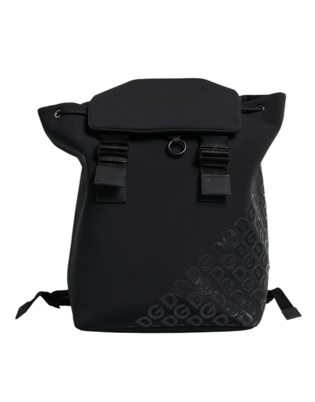 Dolce & Gabbana Black Neoprene Nylon DG Logo School Backpack Bag - Hilstor