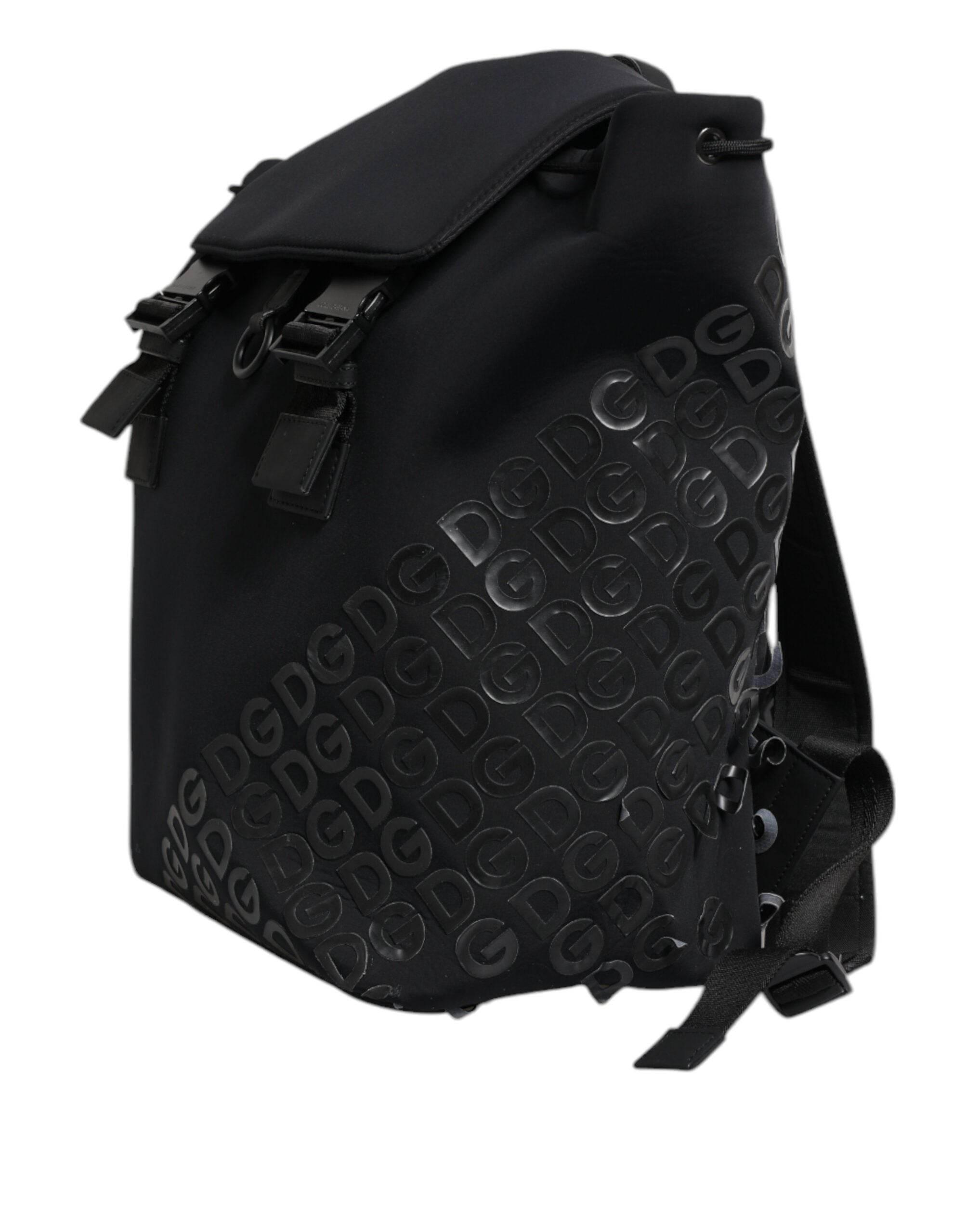 Dolce & Gabbana Black Neoprene Nylon DG Logo School Backpack Bag - Hilstor