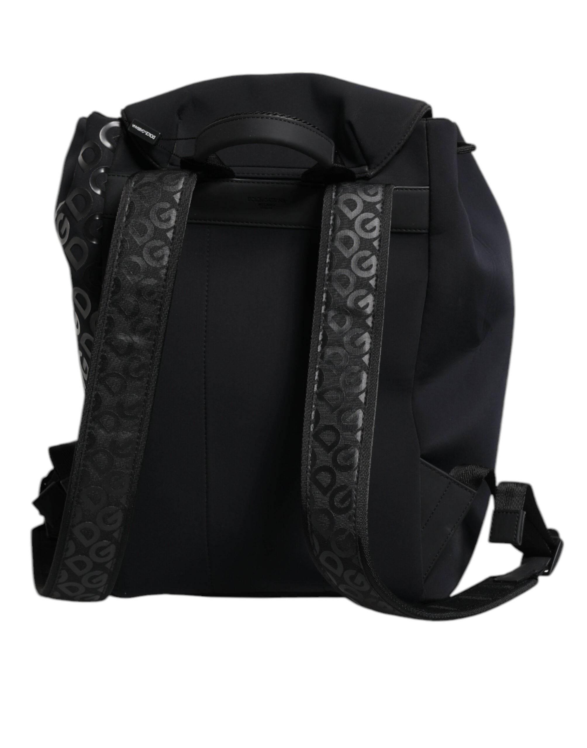 Dolce & Gabbana Black Neoprene Nylon DG Logo School Backpack Bag - Hilstor