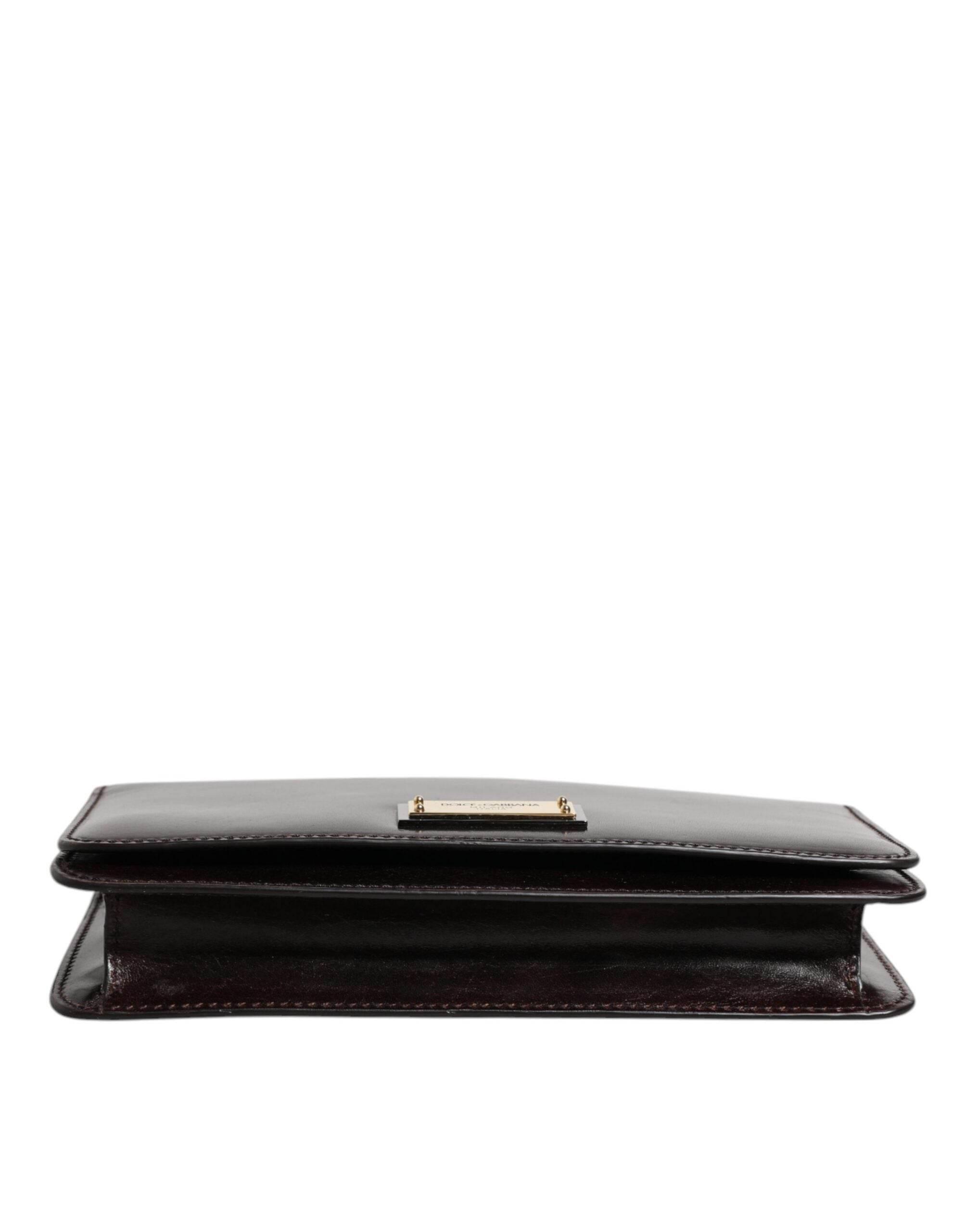 Dolce & Gabbana Maroon Horse Leather Logo Plaque Mini Crossbody Bag - Hilstor