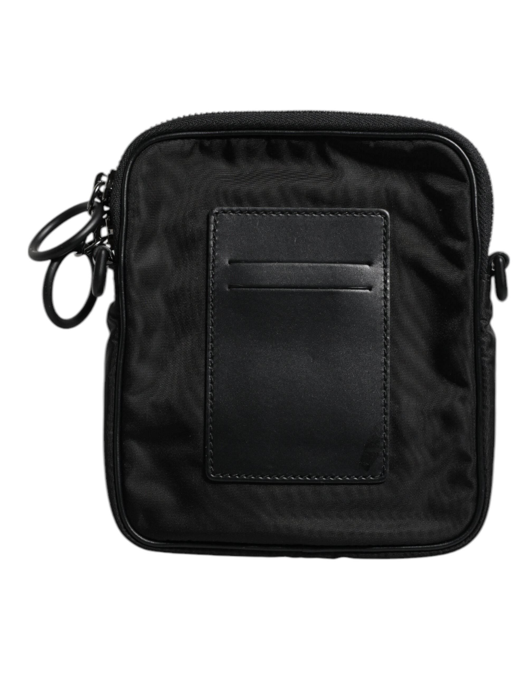 Dolce & Gabbana Black Logo Print Scuba Crossbody Shoulder Bag - Hilstor