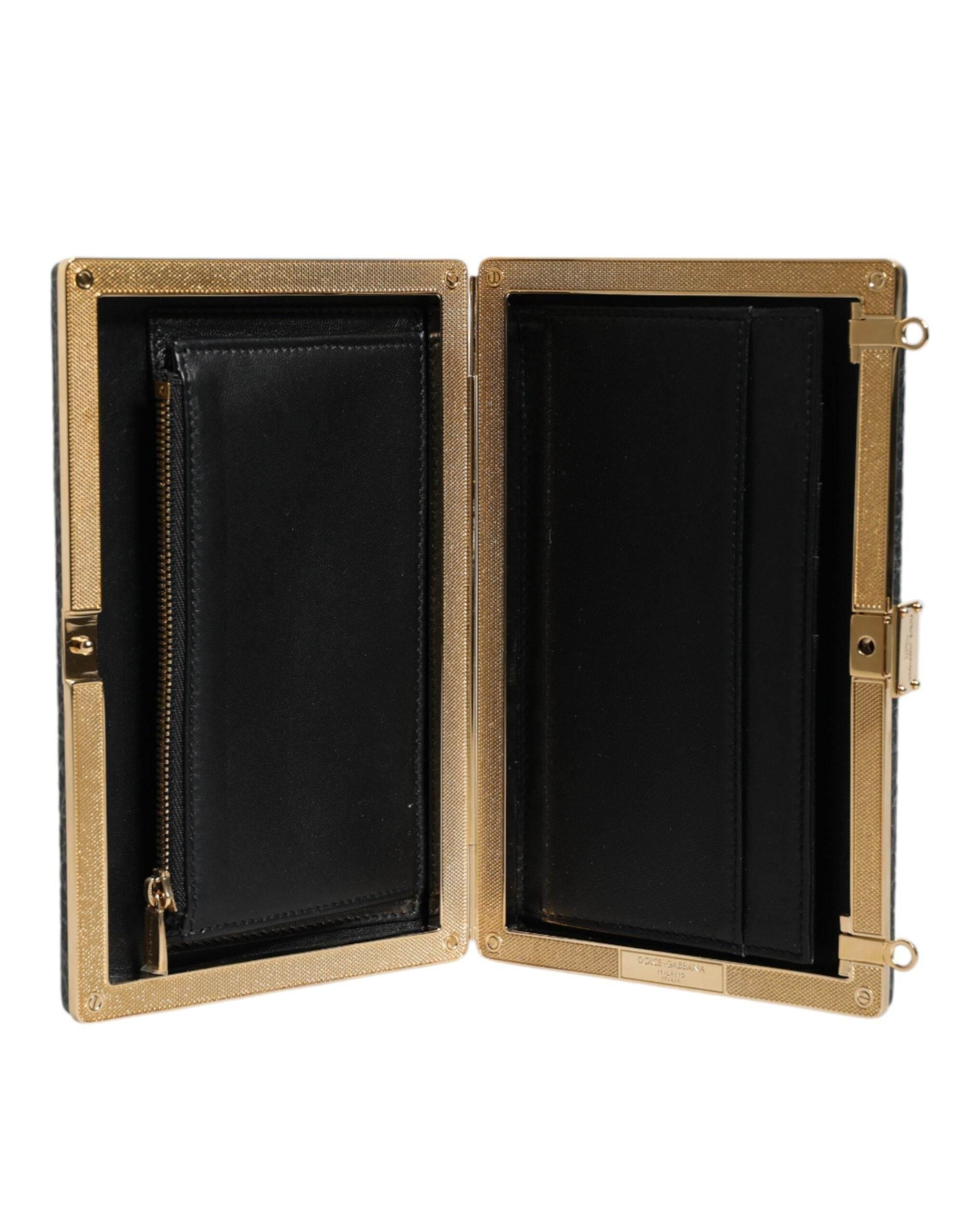 Dolce & Gabbana Black Leather Clutch Evening Crossbody Bag - Hilstor