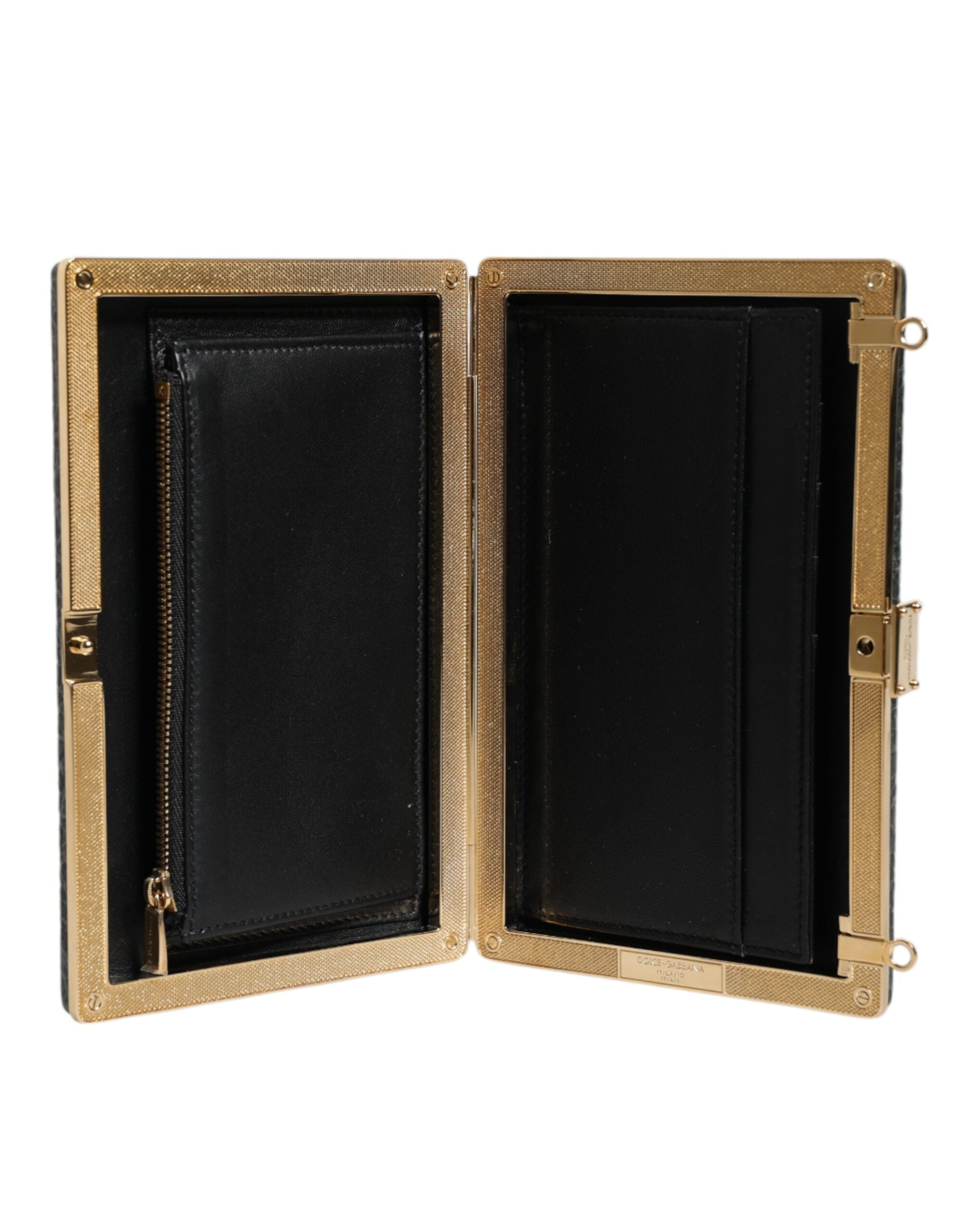 Dolce &amp; Gabbana sort læder clutch aften crossbody taske