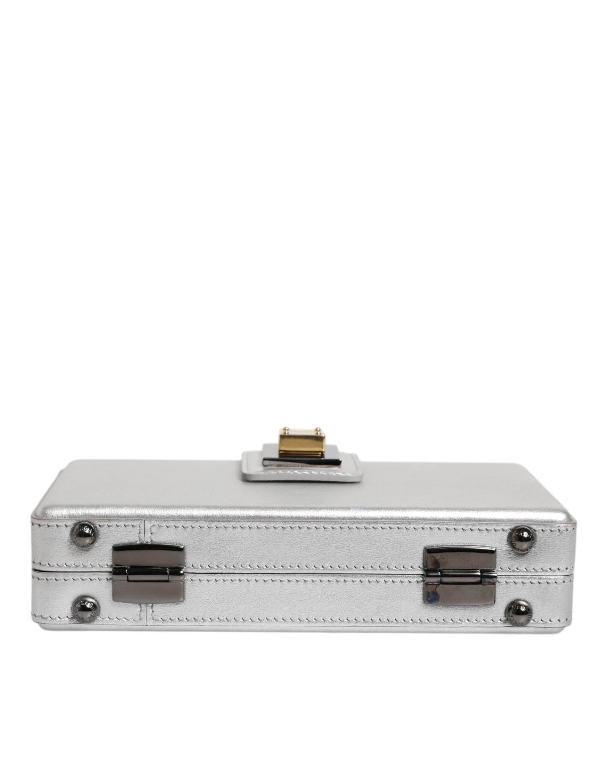 Dolce & Gabbana Metallic Silver DG BOX Leather Shoulder Strap Bag - Hilstor