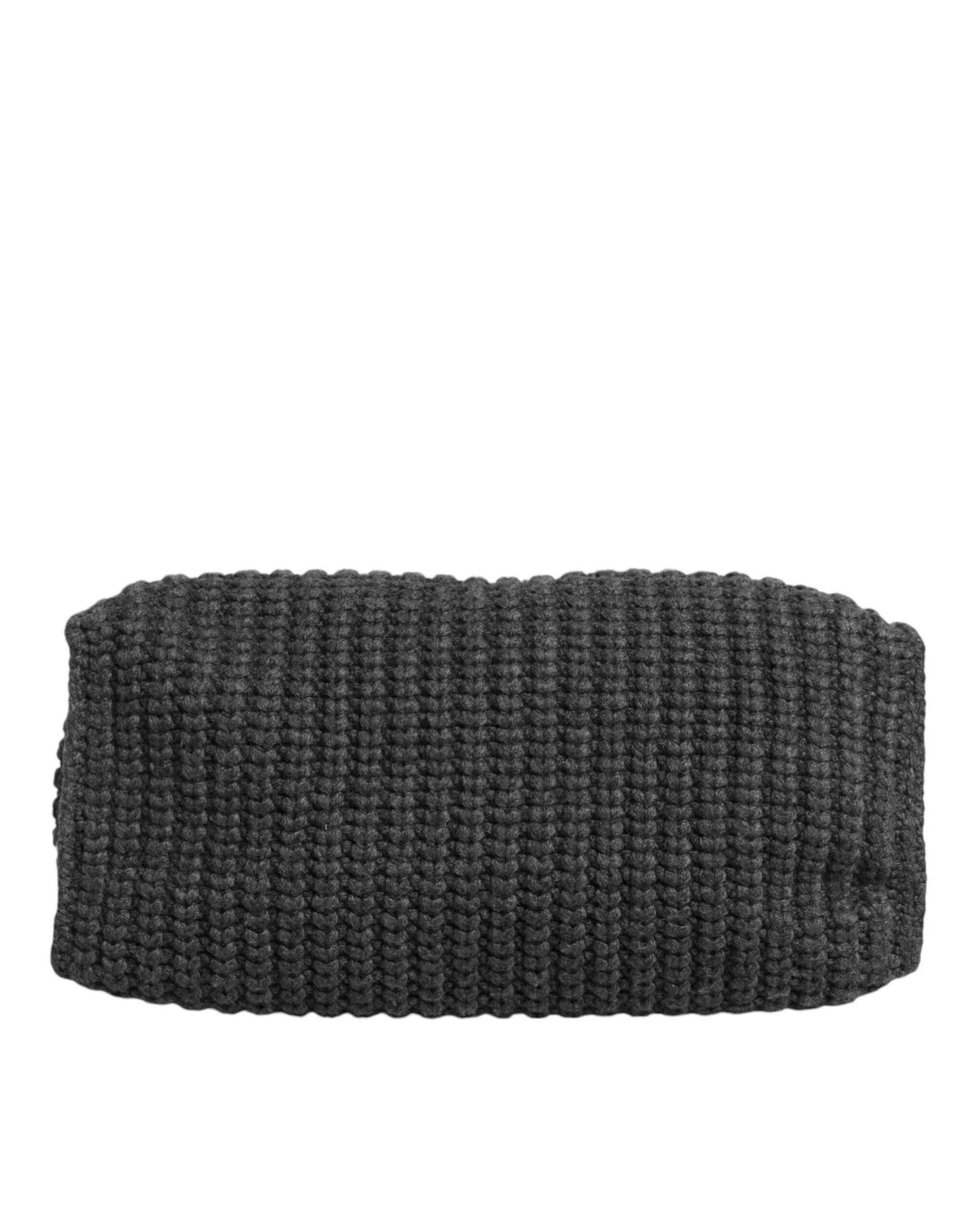 Dolce & Gabbana Black Large Knitted Crochet Shoulder Shopper DG Logo Bag - Hilstor