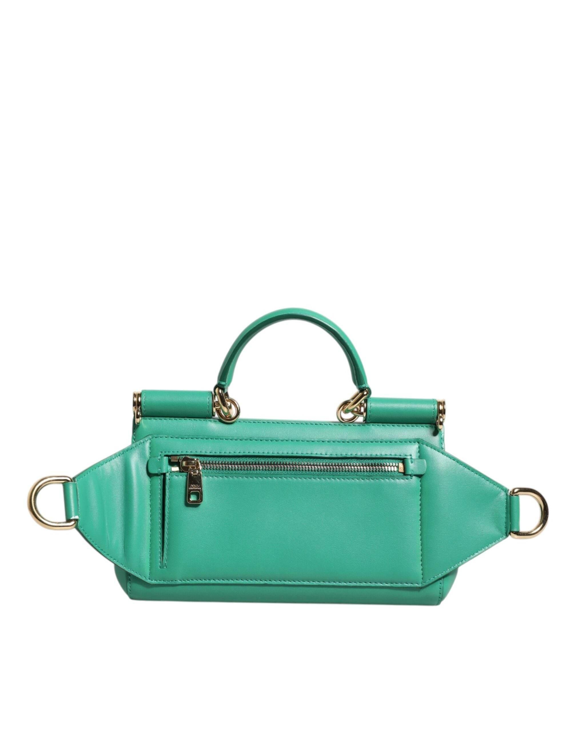 Dolce & Gabbana Emerald Green CalfskinLeather DG Logo Shoulder Bag - Hilstor