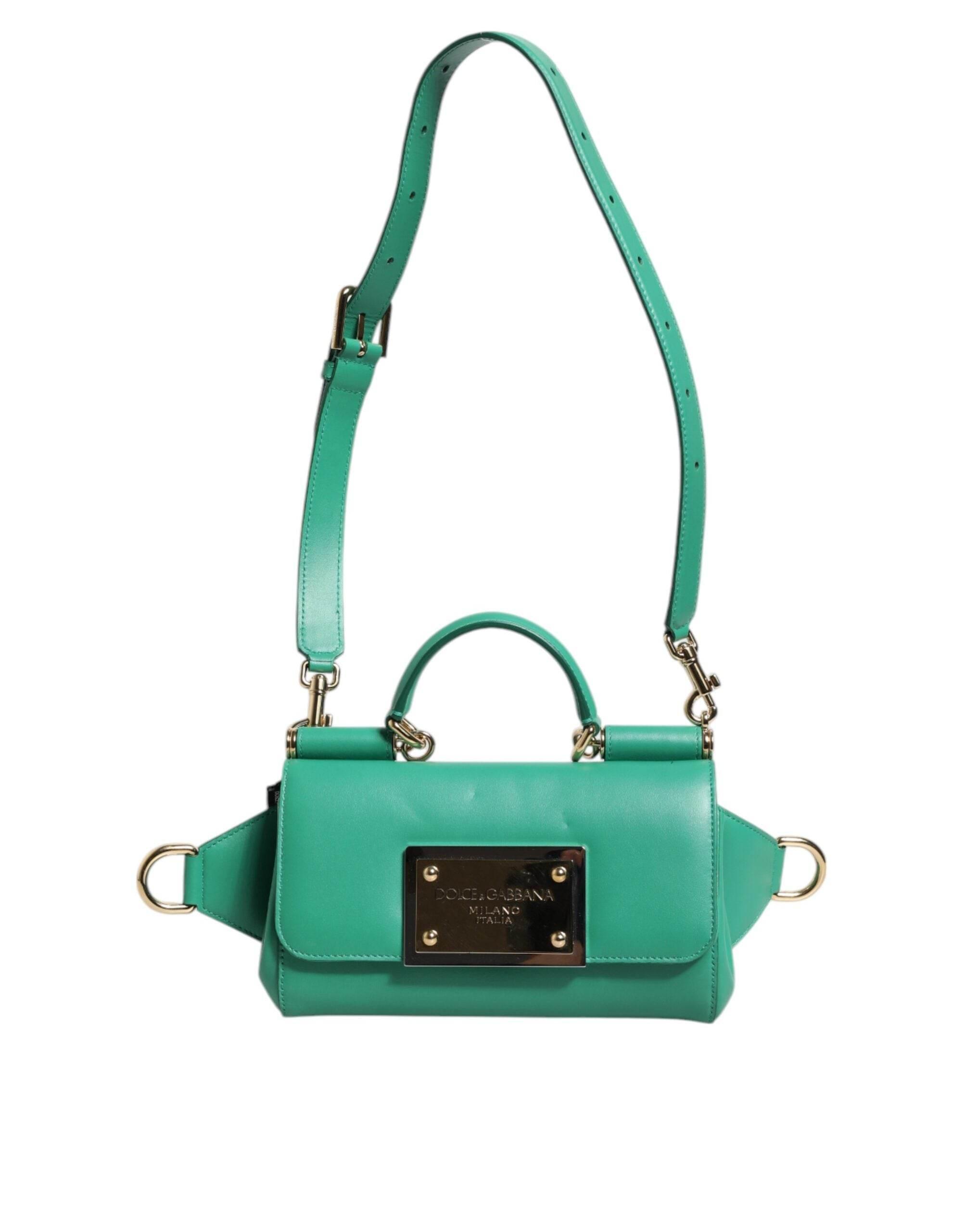 Dolce & Gabbana Emerald Green CalfskinLeather DG Logo Shoulder Bag - Hilstor