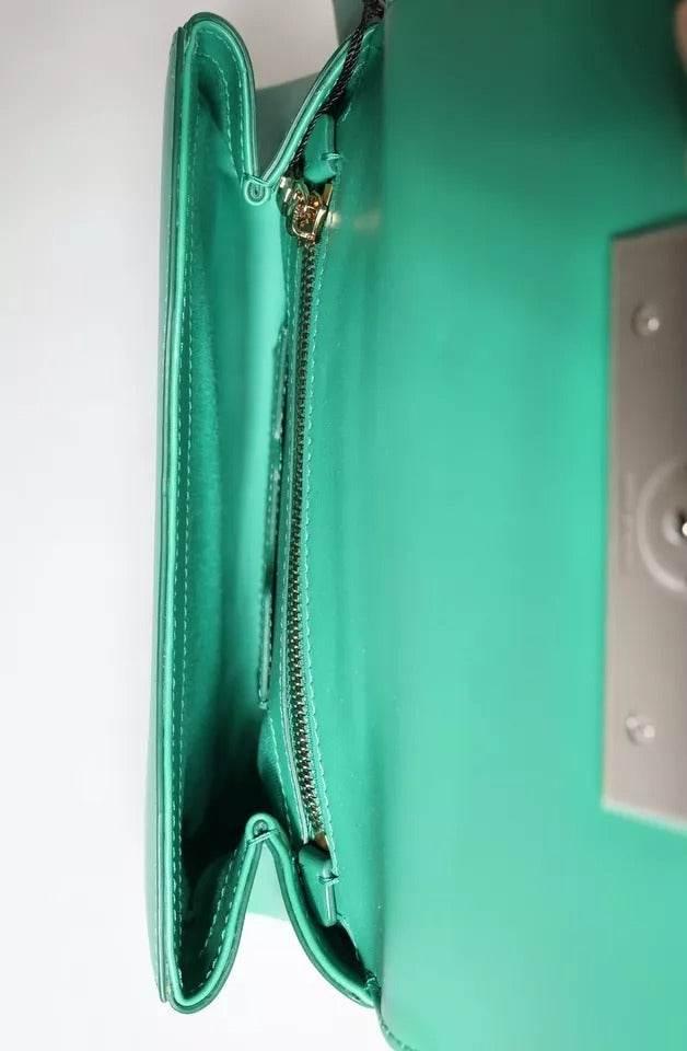 Dolce & Gabbana Emerald Green CalfskinLeather DG Logo Shoulder Bag - Hilstor