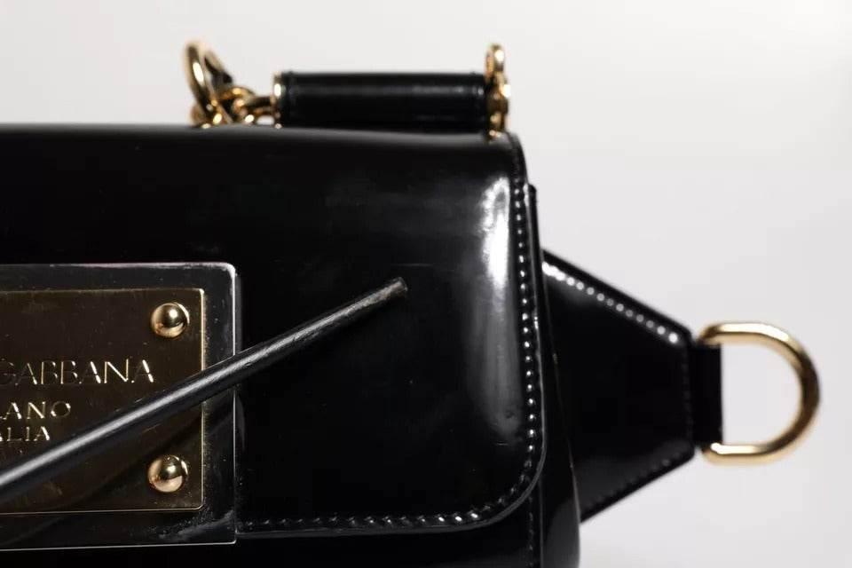 Dolce & Gabbana Black Calfskin Leather DG Logo Shoulder Bag - Hilstor