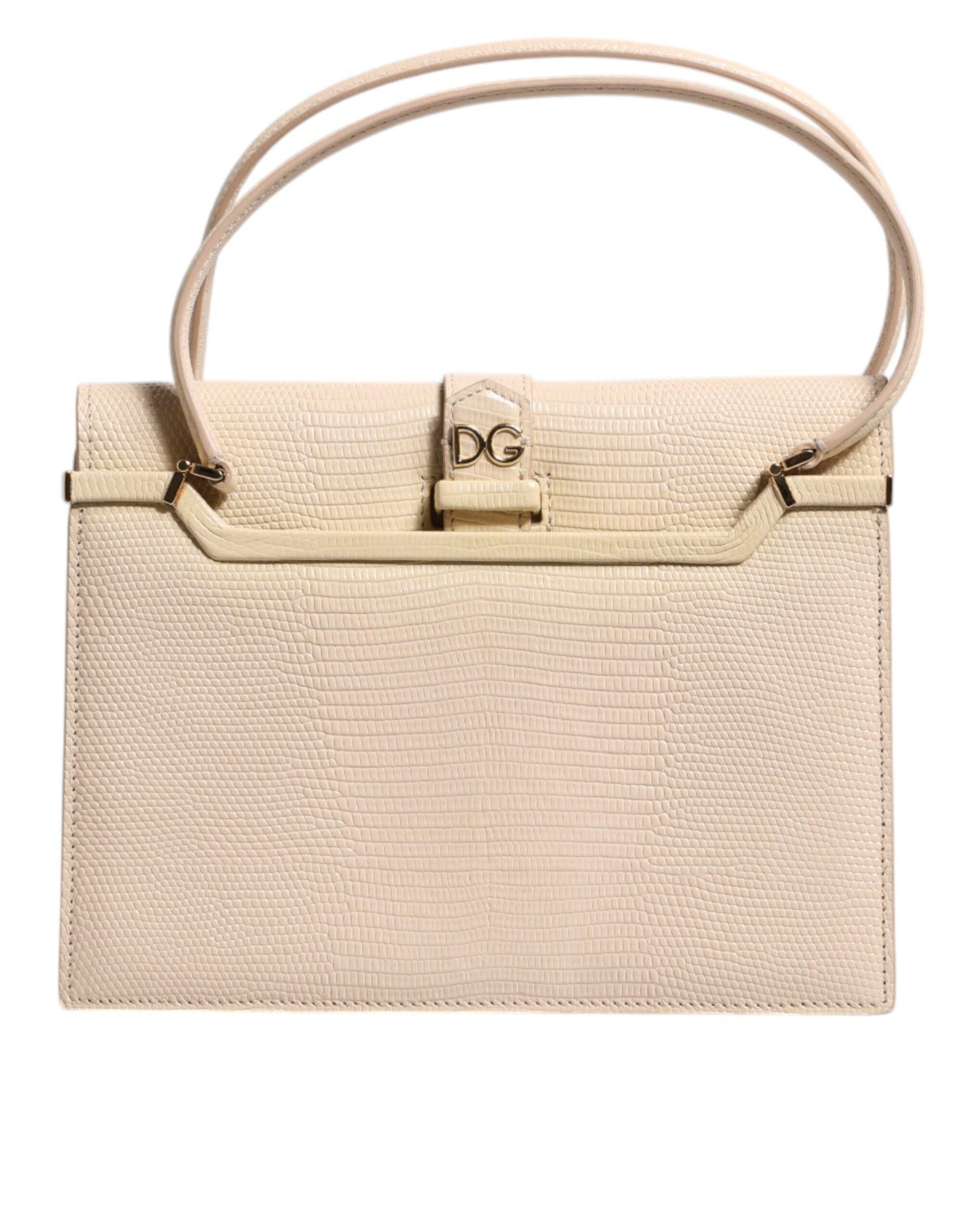 Dolce & Gabbana Beige Leather Ingrid Top Handle Shoulder Bag - Hilstor