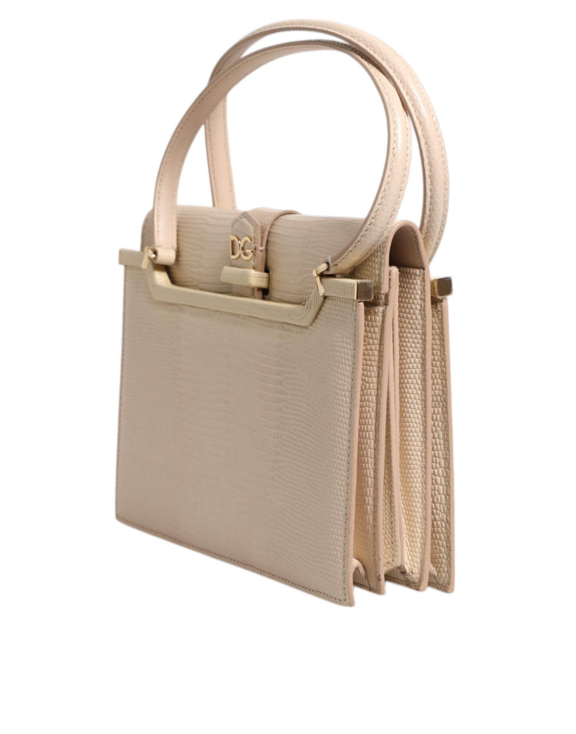 Dolce & Gabbana Beige Leather Ingrid Top Handle Shoulder Bag - Hilstor